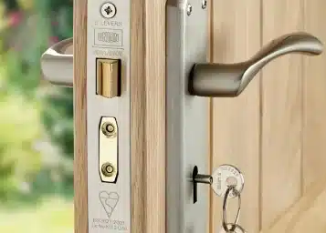 Wooden door with a high security lock