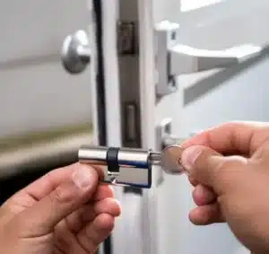 Home Door with lock cylinder